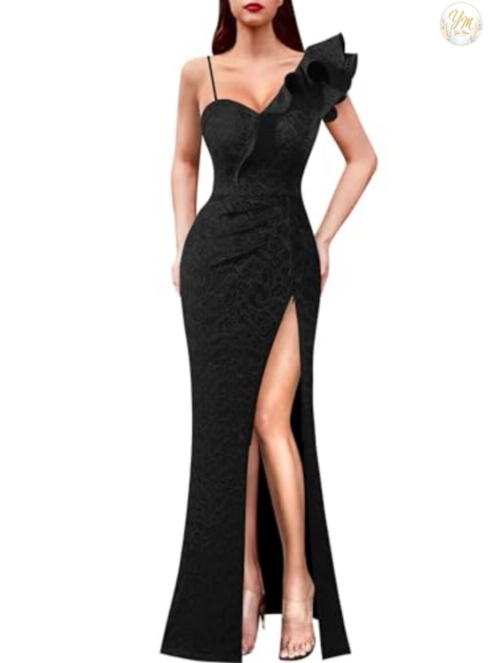 Women's Ruffle One Shoulder Maxi Dress Mermaid Gown Formal Prom